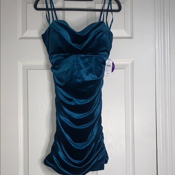 Windsor Blue Ruched Bodycon Mini Dress - Picture 1 of 11